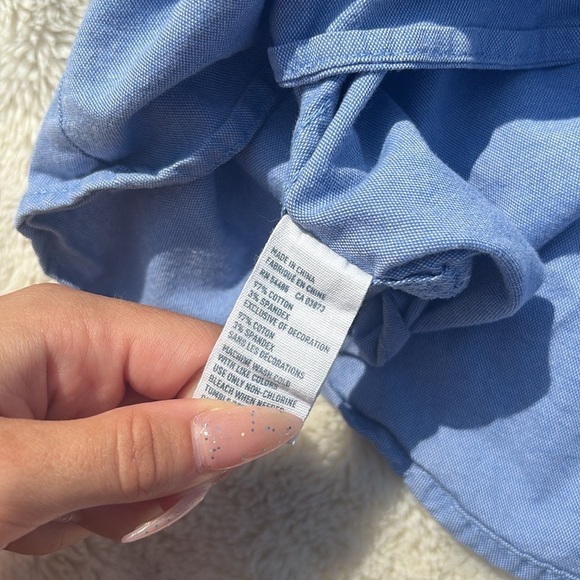 American Eagle Pinstripe Ruffle Button-Up Shirt – Size S | Prep | Cotton Classic - Picture 6 of 6